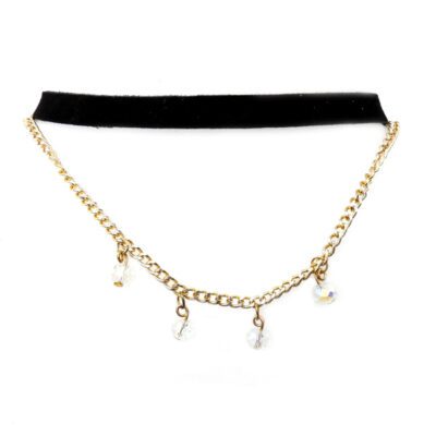 Choker Preto com Correntes Douradas