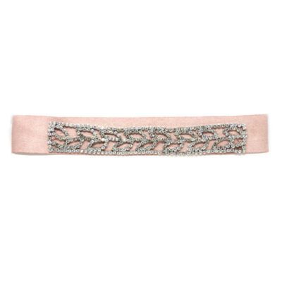 Choker de Cetim Rose com Folhas de Strass