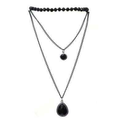 Choker Preto com Cristais Gota