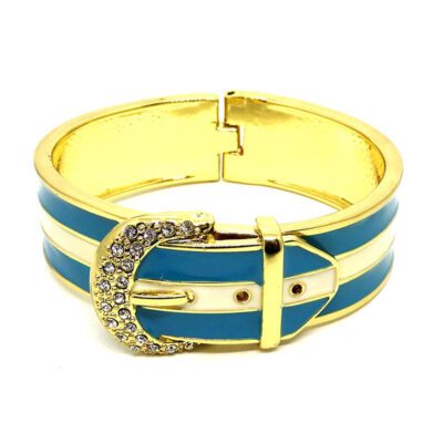 Bracelete Fivela Dourado e Azul