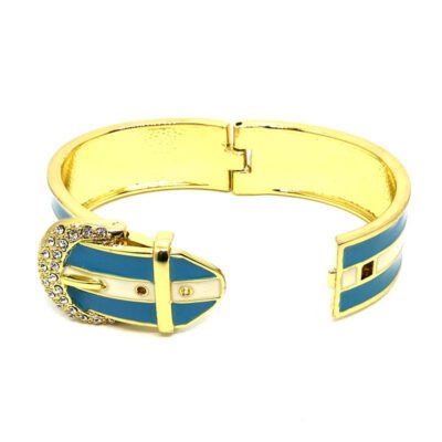 Bracelete Fivela Dourado e Azul