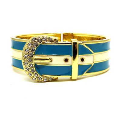 Bracelete Fivela Dourado e Azul