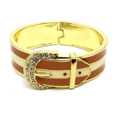 Bracelete Fivela Dourado e Marrom