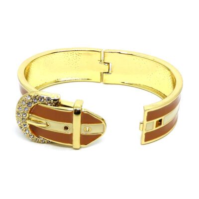 Bracelete Fivela Dourado e Marrom