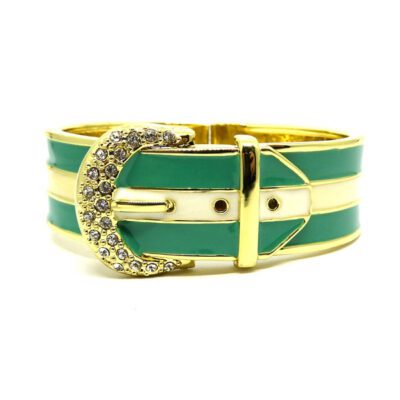 Bracelete Fivela Dourado e Verde