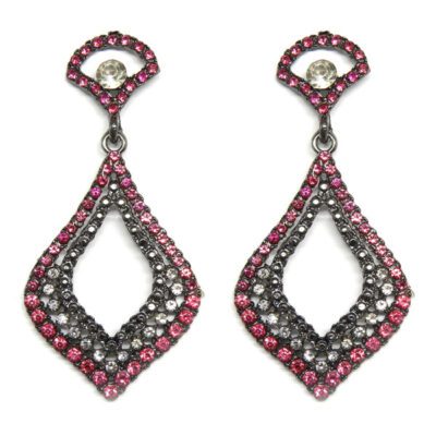 Brinco de Strass Rosa e Cristal