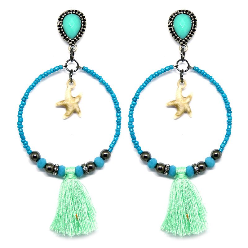 Brincos de Miçangas com Tassel - Verde