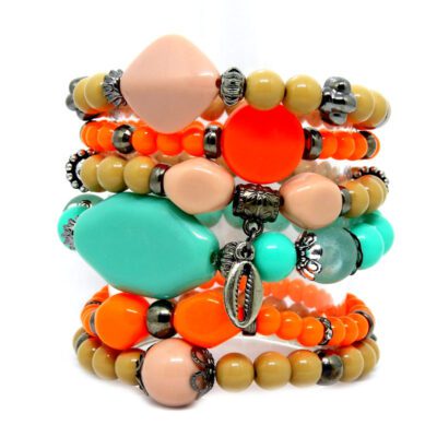 Kit de Pulseiras Laranja e Verde