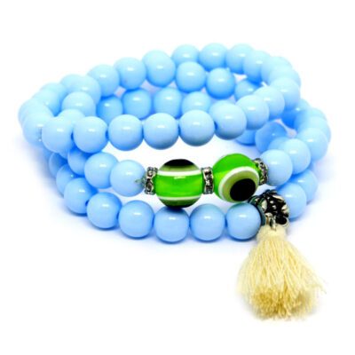 Kit de Pulseiras Azul Com Olho Grego Verde